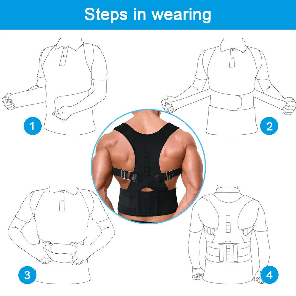 Adjustable Back Posture Corrector Magnetic Therapy Back Support Lumbar Brace Belt Men Spine Posture Correction Women's Corset