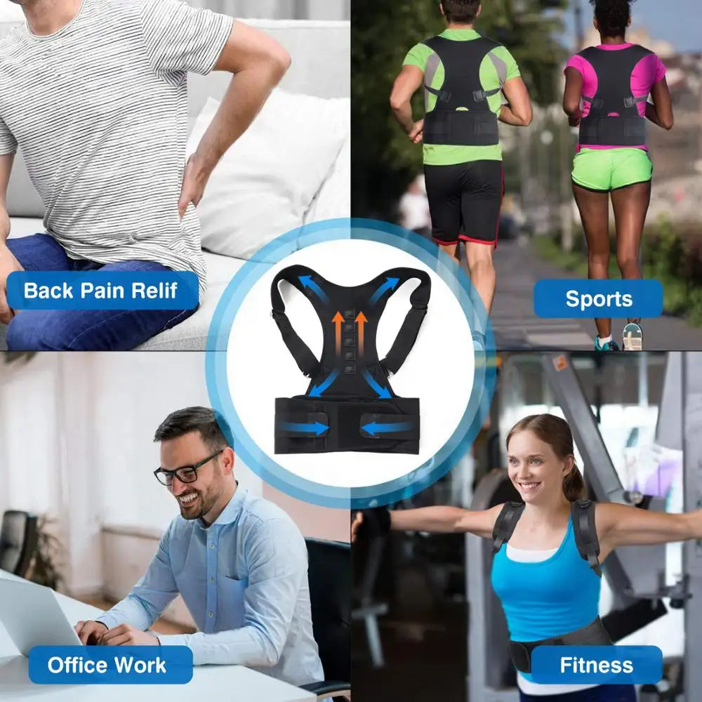 Adjustable Back Posture Corrector Magnetic Therapy Back Support Lumbar Brace Belt Men Spine Posture Correction Women's Corset